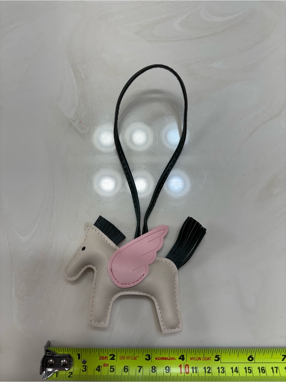 Trendy horse Bag Charm Keychain - Pink Wings, Cream Body